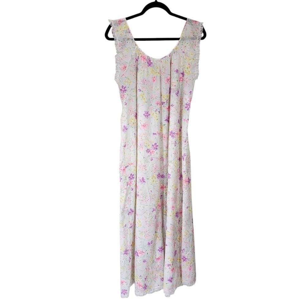Vintage Colony Club Nightgown S Oversized Floral Lace Cottagecore Granny